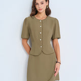 Khaki A-Line Mini Skirt