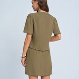 Khaki A-Line Mini Skirt