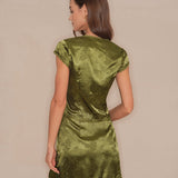 Green Floral Satin Mini Skirt