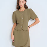Khaki A-Line Mini Skirt