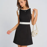 Black Contrasting Bowknot Mini Dress