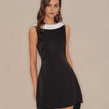Black Cowl Neck Backless Mini Dress