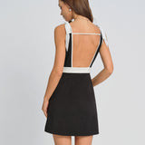 Black Contrasting Bowknot Mini Dress