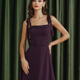Purple Tie Strap Chiffon Mini Dress