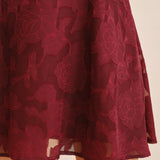 Wine Red Square Neck Jacquard Mini Dress