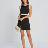 Black Contrasting Bowknot Mini Dress