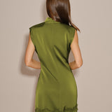 Green Turtle Lace Splicing Mini Dress