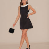Black Cowl Neck Backless Mini Dress