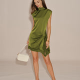 Green Turtle Lace Splicing Mini Dress