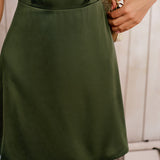 Green Satin Sleeveless Mini Dress