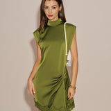 Green Turtle Lace Splicing Mini Dress