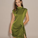 Green Turtle Lace Splicing Mini Dress