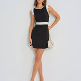 Black Contrasting Bowknot Mini Dress