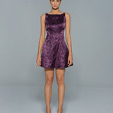 Purple Sleeveless Floral Mini Dress