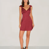 Red Polka Dot Satin Mini Dress
