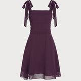 Purple Tie Strap Chiffon Mini Dress