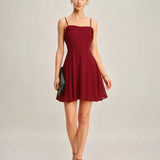 Red Ruched Slip Chiffon Mini Dress