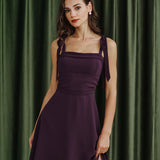 Purple Tie Strap Chiffon Mini Dress