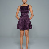 Purple Sleeveless Floral Mini Dress