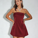 Red Strapless A-Line Mini Dress