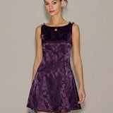 Purple Sleeveless Floral Mini Dress