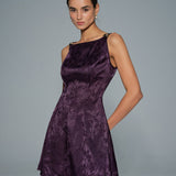 Purple Sleeveless Floral Mini Dress