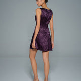 Purple Sleeveless Floral Mini Dress