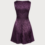 Purple Sleeveless Floral Mini Dress