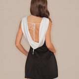 Black Cowl Neck Backless Mini Dress