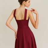 Wine Red Chiffon A-Line Sleeveless Mini Dress
