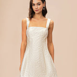 White Jacquard Mini Dress