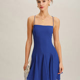 Blue Chiffon Backless Slip Mini Dress