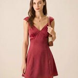 Red Polka Dot Satin Mini Dress