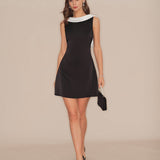 Black Cowl Neck Backless Mini Dress