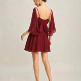 Red Ruched Slip Chiffon Mini Dress