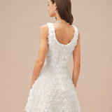 White Square Neck Floral A-Line Mini Dress