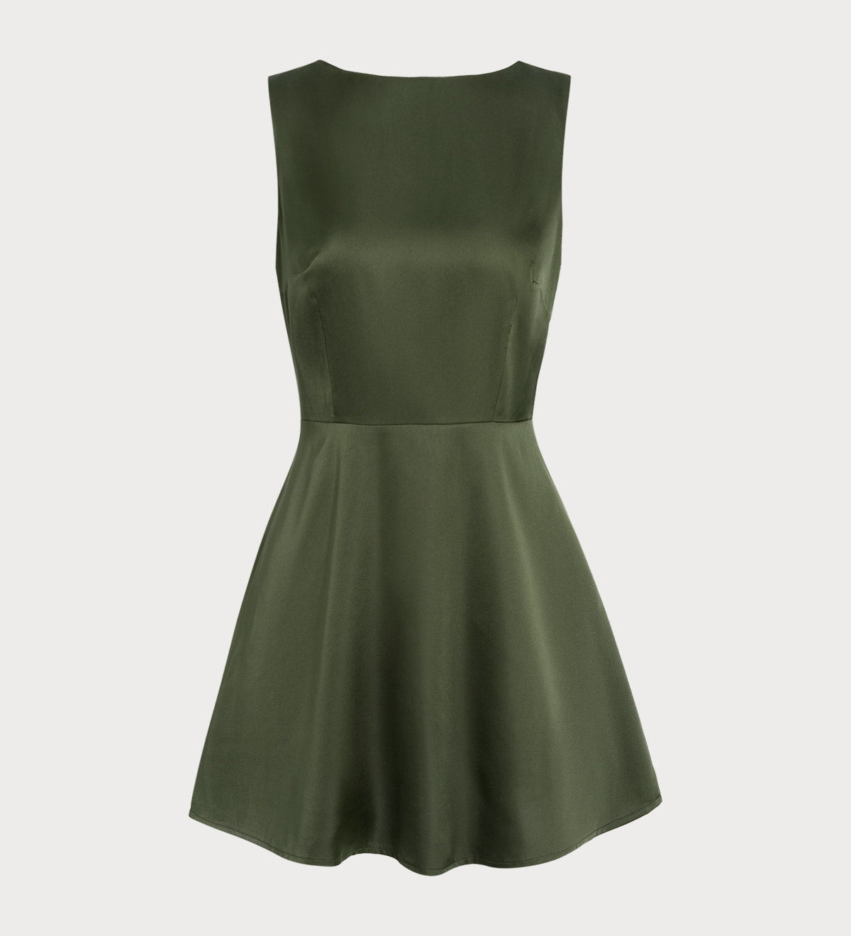 Green Satin Sleeveless Mini Dress