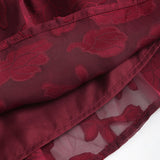 Red Jacquard Boat Neck A-Line Mini Dress