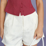 Apricot Jacquard Pockets Shorts