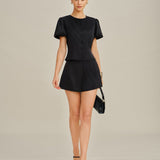 Black Natural Waisted Satin Shorts