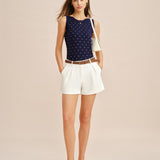 White Belted Pocket Shorts