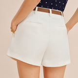 White Belted Pocket Shorts