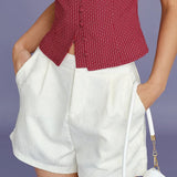 Apricot Jacquard Pockets Shorts