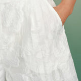 White Jacquard Pockets Shorts