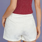 Apricot Jacquard Pockets Shorts