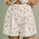 Floral Embroidery Lace Shorts