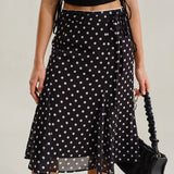 Black Polka Dot Mermaid Midi Skirt