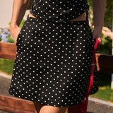 Black Polka Dot Pockets Mini Skirt