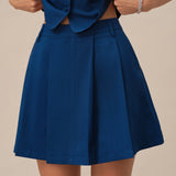 Blue Pockets A-Line Mini Skirt