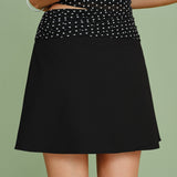 Black Polka Dot Splicing Mini Skirt